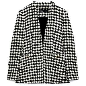 ZARA HOUNDSTOOTH BLACK & WHITE BLAZER JACKET